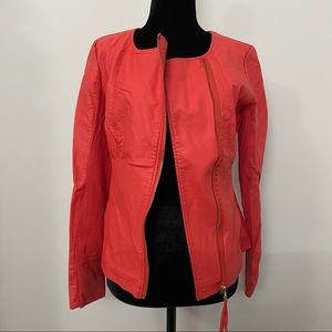 Leather fall biker jacket with side zipper